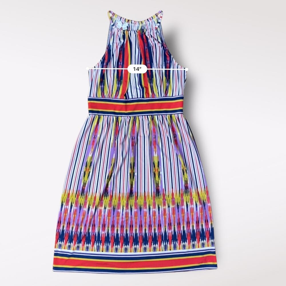 London Times Colorful Striped‎ Halter Knee Length Dress Size 6 Business Casual - Picture 7 of 7